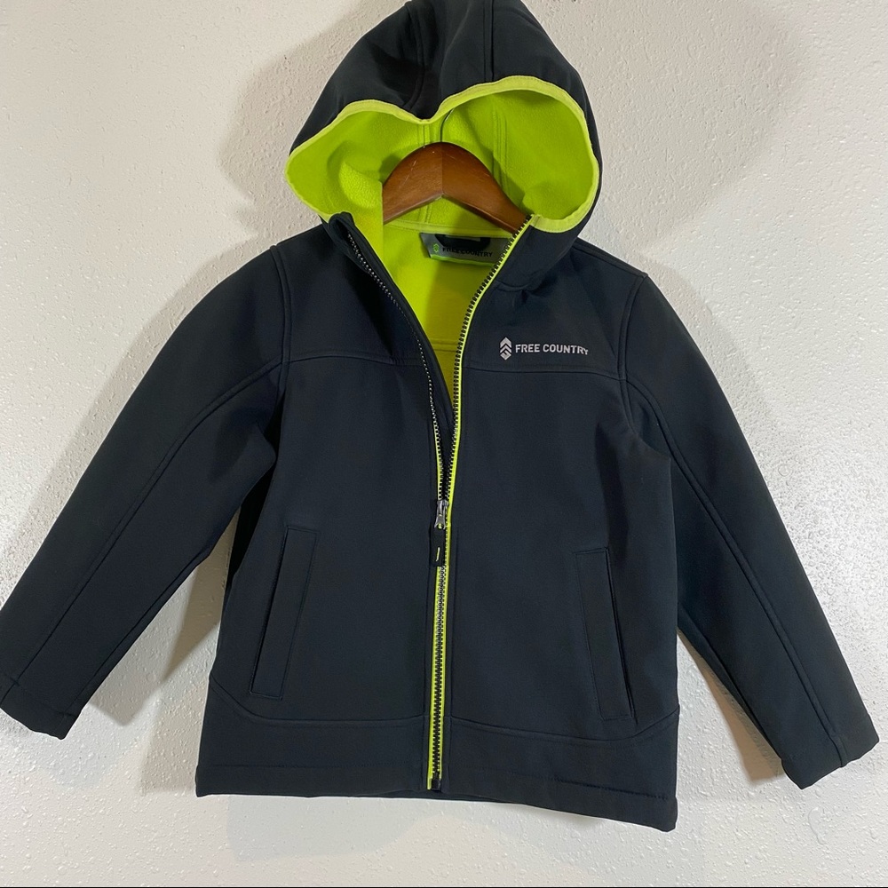 Hooded Jacket Free Country size 5/6 Black Jacket Hooded front zipper ins…